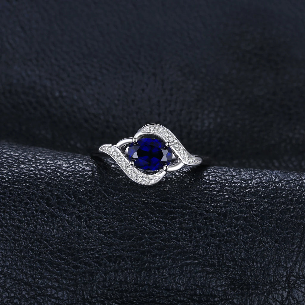 JewelryPalace Celestial Halo Sapphire Ring
