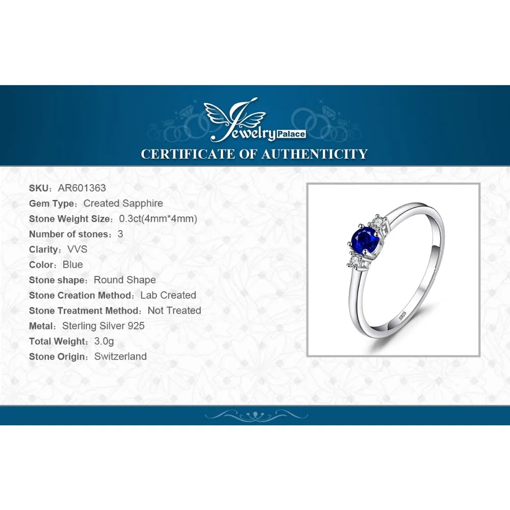 JewelryPalace Trinity Blue Sapphire Promise Ring