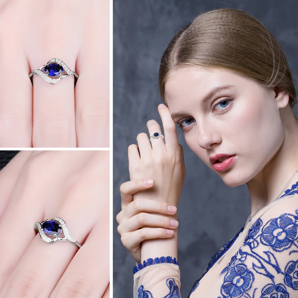 JewelryPalace Celestial Halo Sapphire Ring