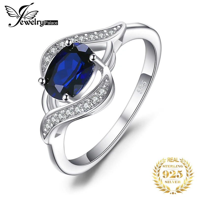 JewelryPalace Celestial Halo Sapphire Ring