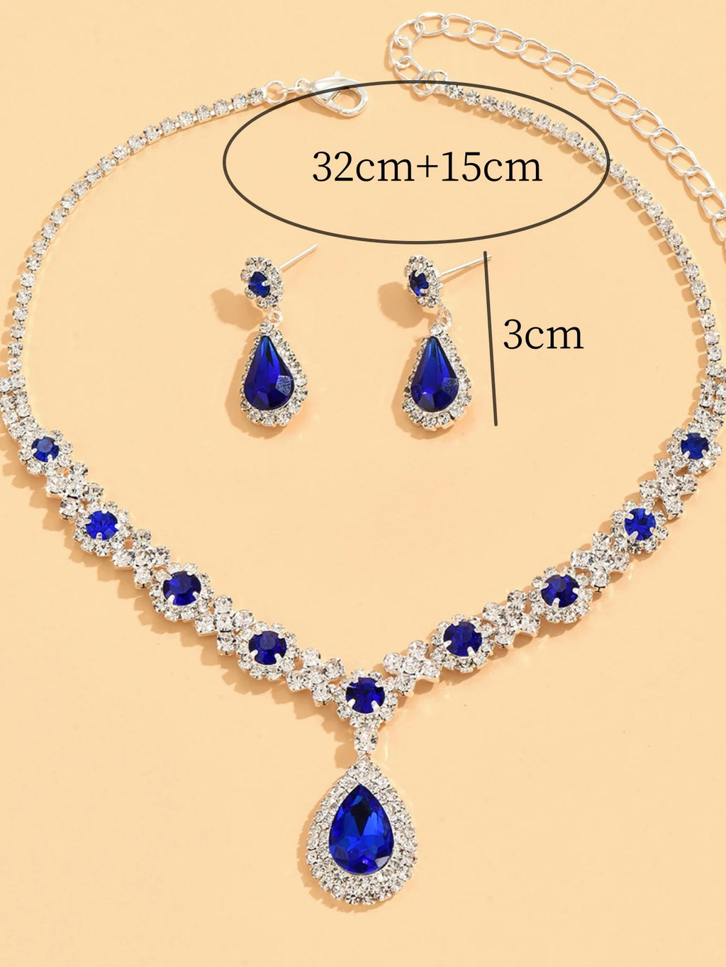 Elegant Teardrop Crystal Jewelry Set