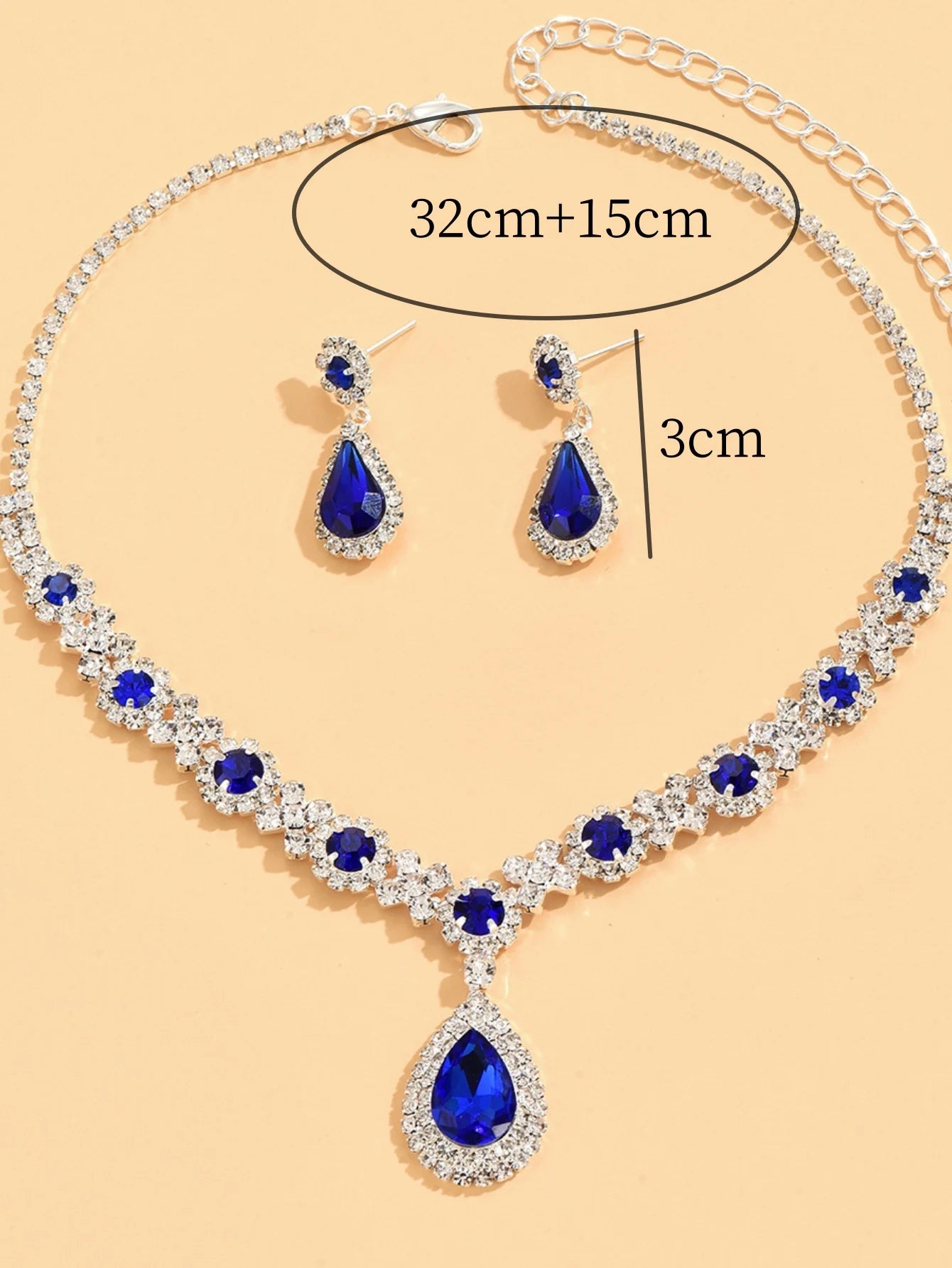 Elegant Teardrop Crystal Jewelry Set