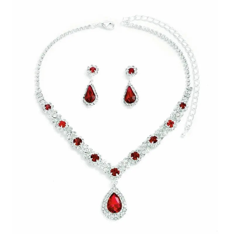 Elegant Teardrop Crystal Jewelry Set