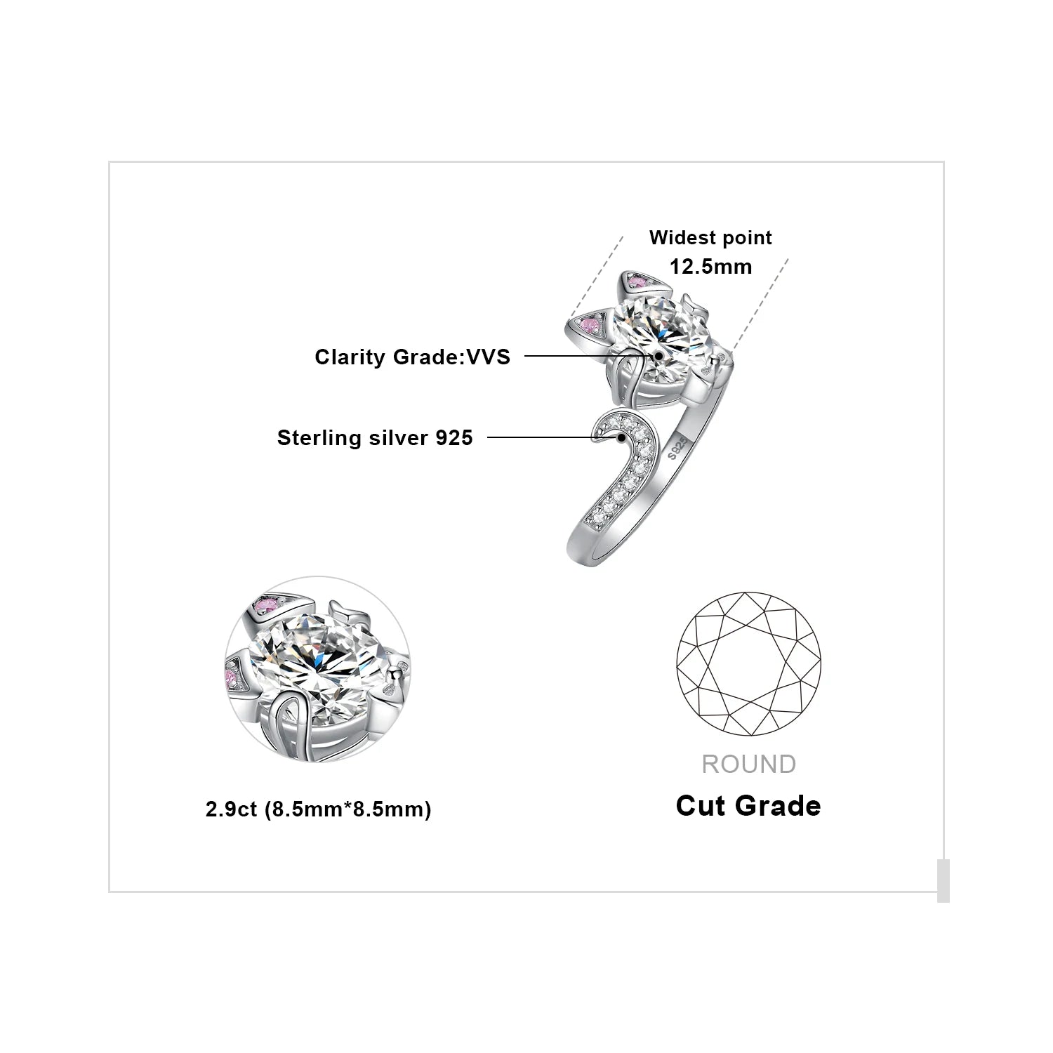 Whisker & Gem Cat Ring