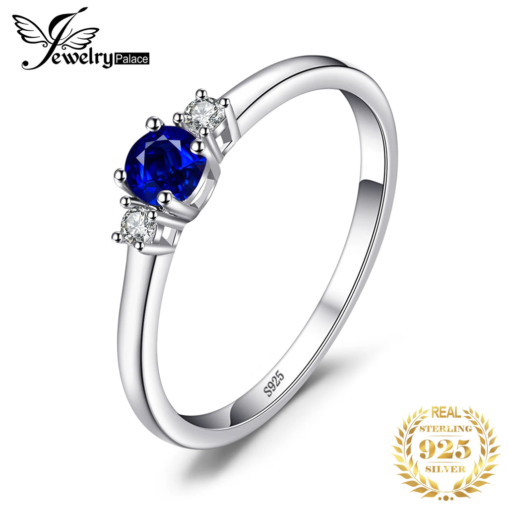 JewelryPalace Trinity Blue Sapphire Promise Ring