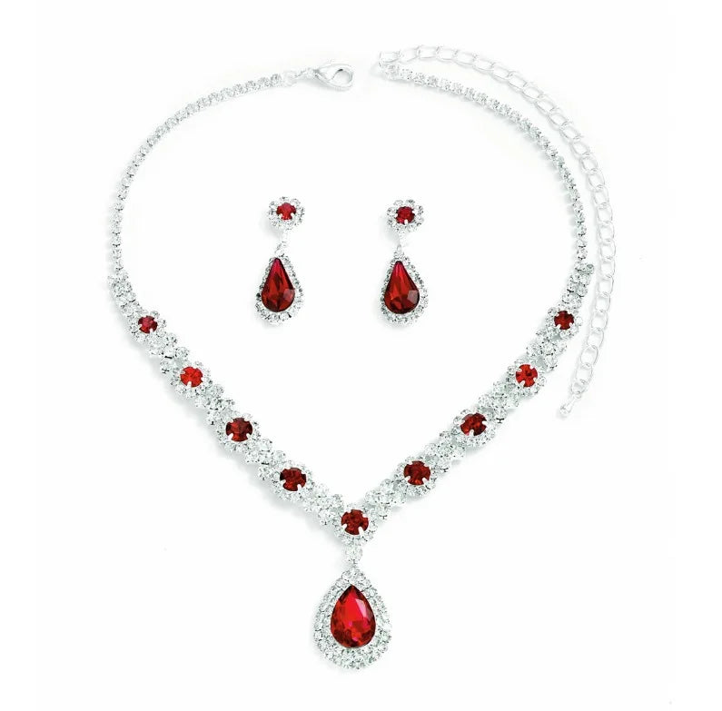 Elegant Teardrop Crystal Jewelry Set